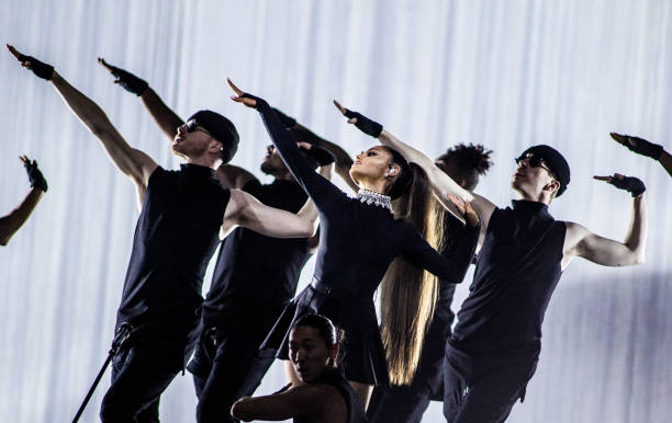 American pop singer Ariana Grande performs at Ziggo Dome as part of her Dangerous Woman Tour, Amsterdam, Netherlands, 14th May 2017. (612×386)