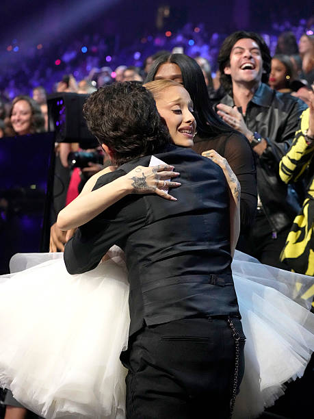 Ariana Grande accepts the award for Video of the Year for "Brighter Days Ahead" on stage during the 2025 MTV Video Music Awards at UBS Arena on September 07, 2025 in Elmont, New York. (459×612)
