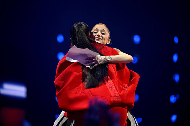 Ariana Grande accepts the Best Pop Award for “Brighter Days Ahead” during the 2025 MTV Video Music Awards at UBS Arena o