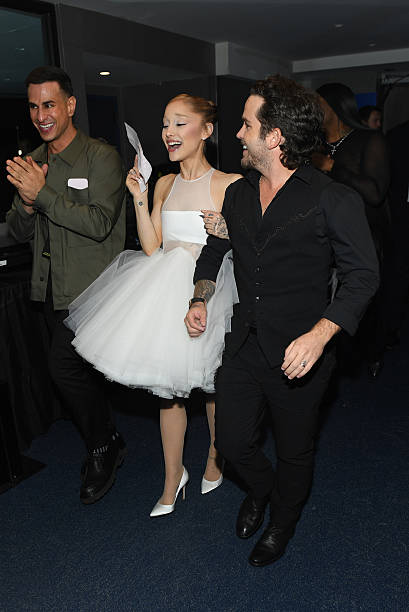 Ariana Grande and Christian Breslauer attend the 2025 MTV Video Music Awards at UBS Arena on September 07, 2025 in Elmont, New York. — frame 119/246 (409×612)
