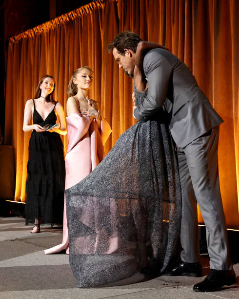 Ariana Grande and Cynthia Erivo accept the Best Film Award for "Wicked" from Ryan Reynolds onstage during The National Board of Review Annual Awards Gala at Cipriani 42nd Street on January 07, 2025 in New York City. (490×612)