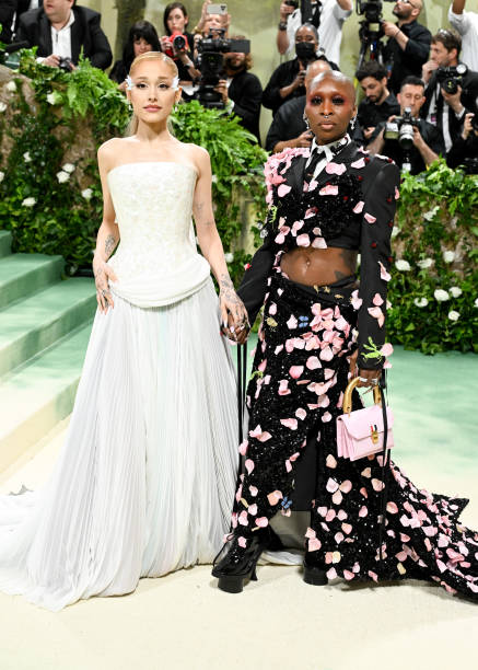 Ariana Grande and Cynthia Erivo at the 2024 Met Gala: "Sleeping Beauties: Reawakening Fashion" held at The Metropolitan Museum of Art on May 6, 2024 in New York City. — frame 6/32 (437×612)