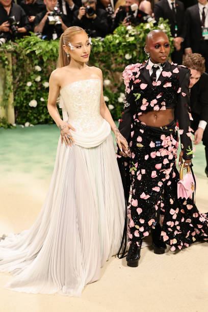 Ariana Grande and Cynthia Erivo attend The 2024 Met Gala Celebrating "Sleeping Beauties: Reawakening Fashion" at The Metropolitan Museum of Art on May 06, 2024 in New York City. — frame 211/236 (408×612)