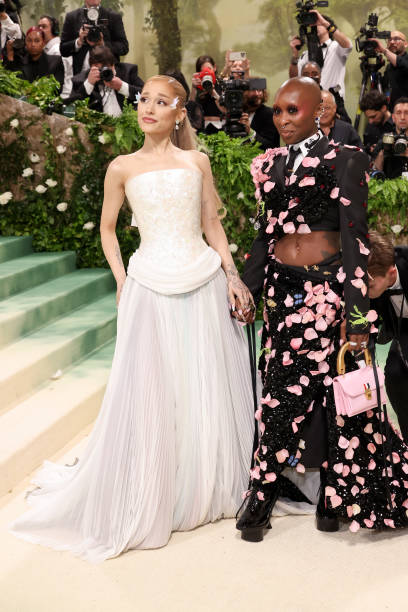 Ariana Grande and Cynthia Erivo attend The 2024 Met Gala Celebrating "Sleeping Beauties: Reawakening Fashion" at The Metropolitan Museum of Art on May 06, 2024 in New York City. — frame 212/236 (408×612)