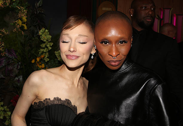 Ariana Grande and Cynthia Erivo attend "Wicked: For Good!"New York Premiere at David Geffen Hall on November 17, 2025 in New York City. — frame 146/170 (612×424)