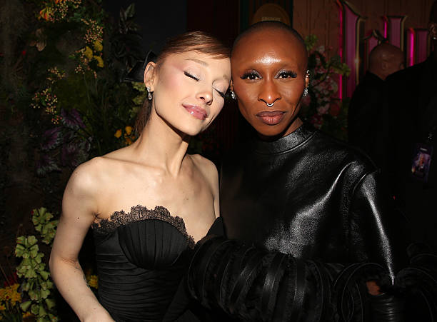 Ariana Grande and Cynthia Erivo attend "Wicked: For Good!"New York Premiere at David Geffen Hall on November 17, 2025 in New York City. (612×451)