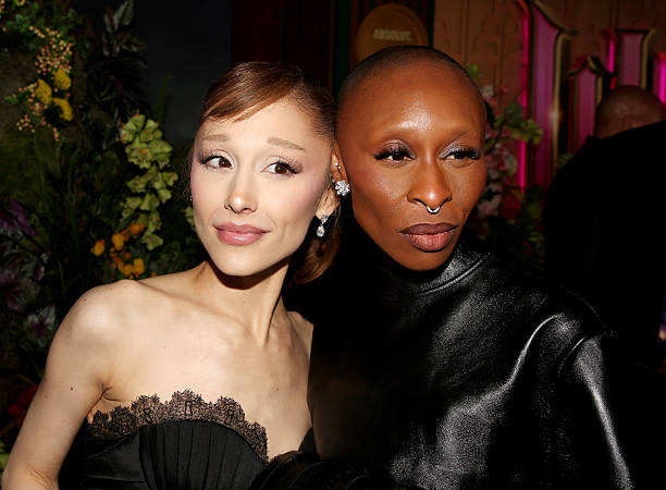 Ariana Grande and Cynthia Erivo attend "Wicked: For Good!"New York Premiere at David Geffen Hall on November 17, 2025 in