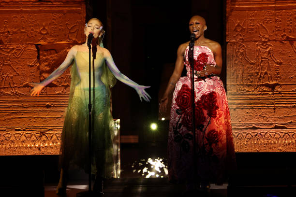 Ariana Grande and Cynthia Erivo perform onstage during The 2024 Met Gala Celebrating "Sleeping Beauties: Reawakening Fas