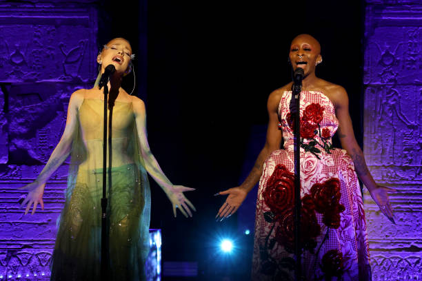 Ariana Grande and Cynthia Erivo perform onstage during The 2024 Met Gala Celebrating "Sleeping Beauties: Reawakening Fas