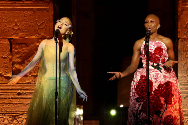 Ariana Grande and Cynthia Erivo perform onstage during The 2024 Met Gala Celebrating "Sleeping Beauties: Reawakening Fas