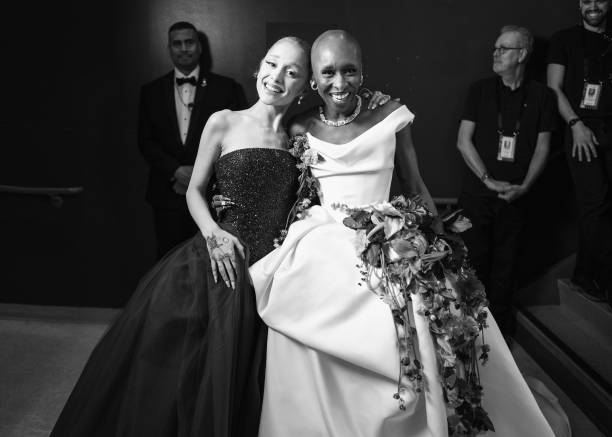 Ariana Grande and Cynthia Erivo seen backstage at the 97th Annual Oscars at Dolby Theatre on March 02, 2025 in Hollywood, California. — frame 152/202 (612×437)