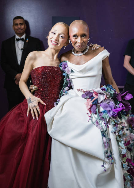 Ariana Grande and Cynthia Erivo seen backstage at the 97th Annual Oscars at Dolby Theatre on March 02, 2025 in Hollywood