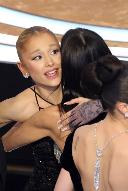 Ariana Grande and Demi Moore are seen during the 97th Annual Oscars at Dolby Theatre on March 02, 2025 in Hollywood, Cal