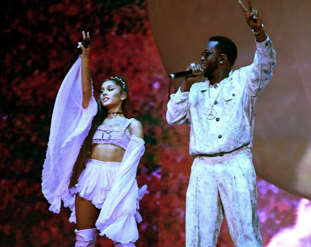 Ariana Grande and Diddy perform on Coachella Stage during the 2019 Coachella Valley Music And Arts Festival on April 14,