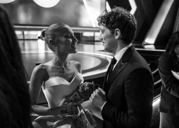Ariana Grande and Ethan Slater attend the 97th Annual Oscars at Dolby Theatre on March 02, 2025 in Hollywood, California