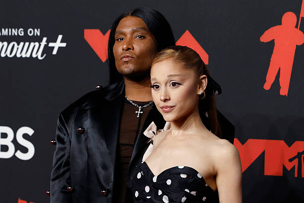 Ariana Grande and Law Roach attend the 2025 MTV Video Music Awards at UBS Arena on September 07, 2025 in Elmont, New Yor