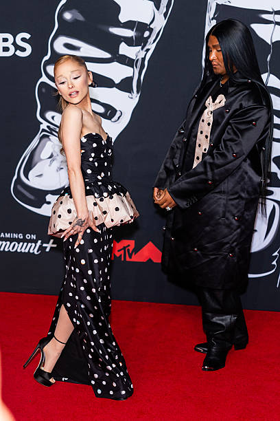 Ariana Grande and Law Roach attend the 2025 MTV Video Music Awards at UBS Arena on September 07, 2025 in Elmont, New Yor
