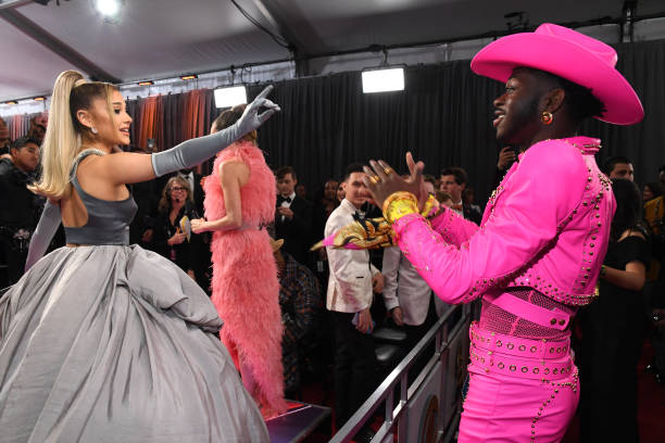 Ariana Grande and Lil Nas X attend the 62nd Annual GRAMMY Awards at STAPLES Center on January 26, 2020 in Los Angeles, California. — frame 137/153 (612×408)