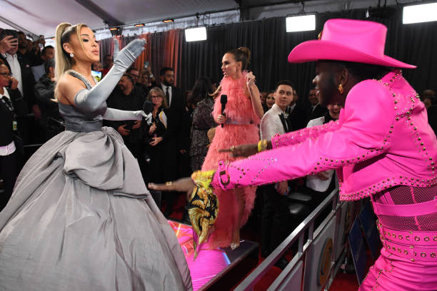 Ariana Grande and Lil Nas X attend the 62nd Annual GRAMMY Awards at STAPLES Center on January 26, 2020 in Los Angeles, California. (612×408)