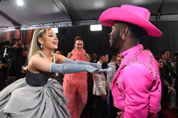 Ariana Grande and Lil Nas X attend the 62nd Annual GRAMMY Awards at STAPLES Center on January 26, 2020 in Los Angeles, California. — frame 136/153 (612×408)