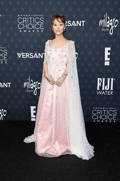 Ariana Grande arrives at the 31st Annual Critics Choice Awards at Barker Hangar on January 04, 2026 in Santa Monica, Cal