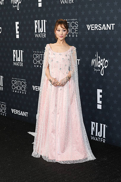 Ariana Grande arrives at the 31st Annual Critics Choice Awards at Barker Hangar on January 04, 2026 in Santa Monica, Cal
