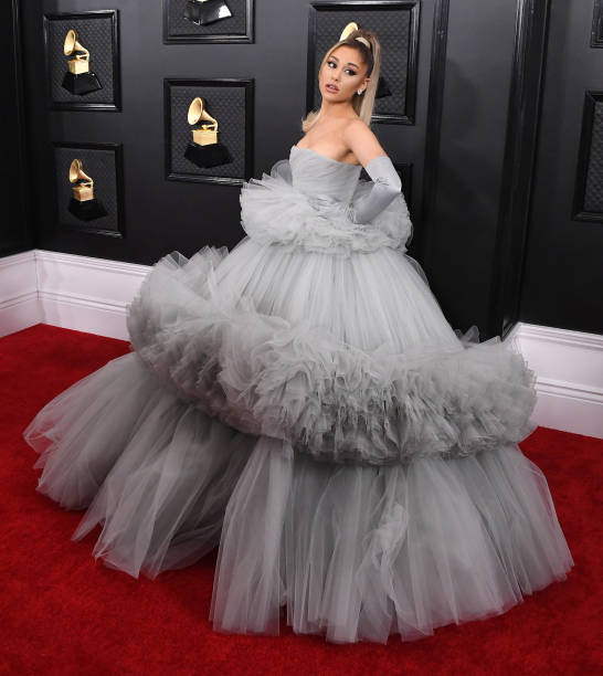 Ariana Grande arrives at the 62nd Annual GRAMMY Awards at Staples Center on January 26, 2020 in Los Angeles, California