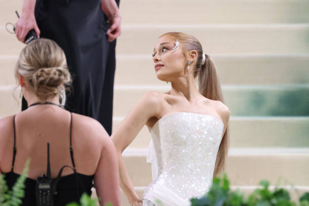 Ariana Grande arrives for the 2024 Met Gala on May 06, 2024 in New York City