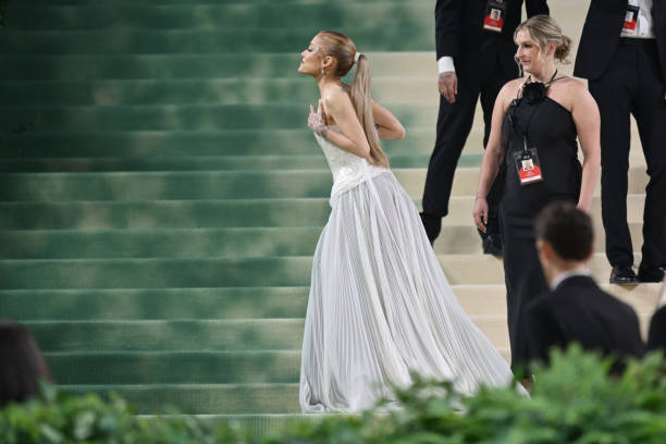 Ariana Grande at The 2024 Met Gala Celebrating "Sleeping Beauties: Reawakening Fashion" at The Metropolitan Museum of Art on May 6, 2024 in New York City. — frame 52/93 (612×408)
