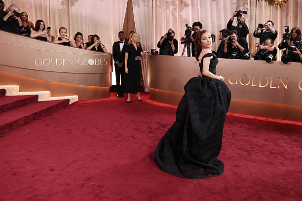 Ariana Grande at the 83rd Annual Golden Globes held at The Beverly Hilton on January 11, 2026 in Beverly Hills, California. — frame 28/147 (612×408)