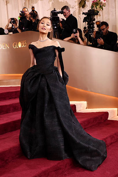 Ariana Grande at the 83rd Annual Golden Globes held at The Beverly Hilton on January 11, 2026 in Beverly Hills, California. — frame 101/147 (408×612)