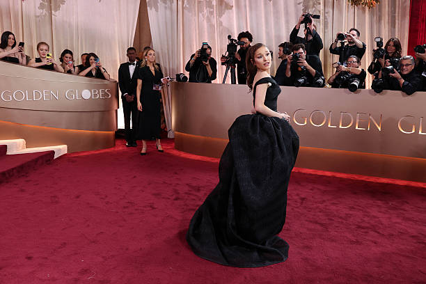 Ariana Grande at the 83rd Annual Golden Globes held at The Beverly Hilton on January 11, 2026 in Beverly Hills, California. — frame 117/147 (612×408)