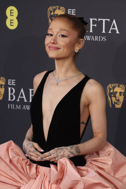 Ariana Grande attends the 2025 EE BAFTA Film Awards at The Royal Festival Hall on February 16, 2025 in London, England