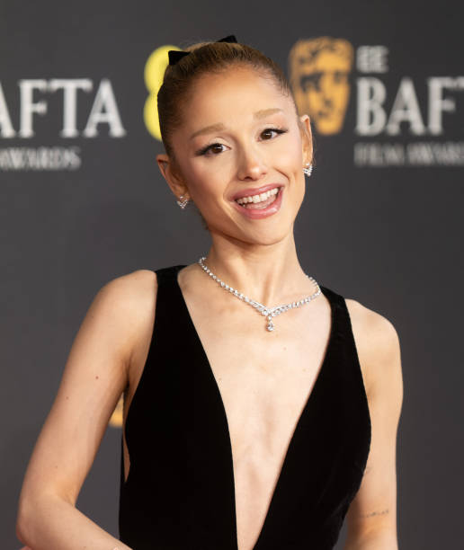 Ariana Grande attends the 2025 EE BAFTA Film Awards at The Royal Festival Hall on February 16, 2025 in London, England