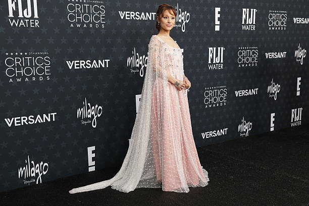 Ariana Grande attends the 31st Annual Critics Choice Awards at Barker Hangar on January 04, 2026 in Santa Monica, Califo
