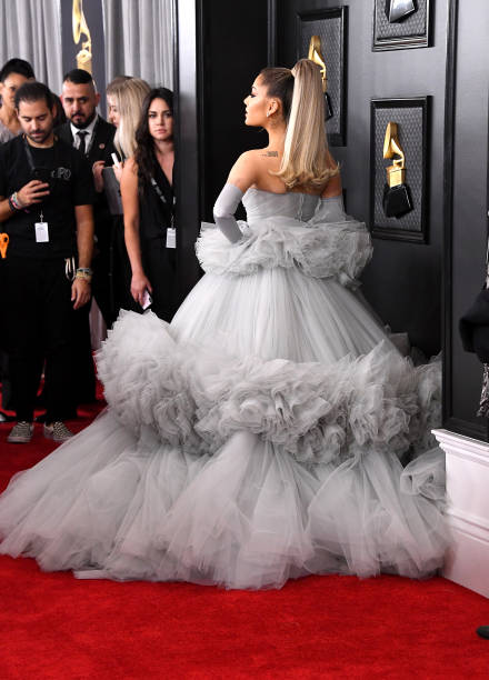 Ariana Grande attends the 62nd Annual GRAMMY Awards at Staples Center on January 26, 2020 in Los Angeles, California. — frame 98/110 (440×612)