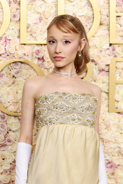 Ariana Grande attends the 82nd Annual Golden Globe Awards at The Beverly Hilton on January 05, 2025 in Beverly Hills, Ca