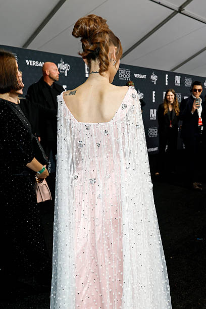 Ariana Grande, back detail, attends the 31st Annual Critics Choice Awards at Barker Hangar on January 04, 2026 in Santa 