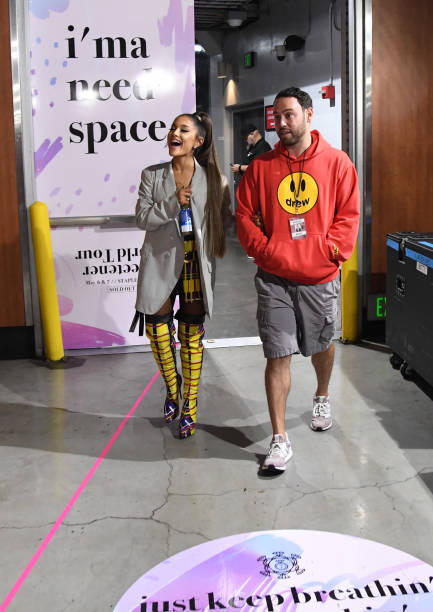 Ariana Grande backstage during Ariana Grande Sweetener World Tour at Staples Center on May 07, 2019 in Los Angeles, Cali
