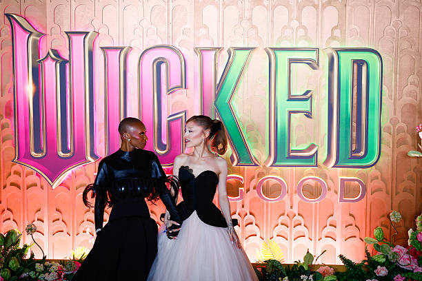British actress Cynthia Erivo and US singer-songwriter Ariana Grande attend the premiere of "Wicked: For Good" at Lincol