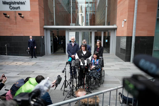 Caroline Curry, the mother of victim Liam Curry, makes a statement outside Manchester Magistrates' Court as the final report on the Manchester Arena attack is published, on March 2, 2023 in Manchester, United Kingdom. The independent public inquiry investigating the deaths of the victims of the 2017 Manchester Arena terror attack at an Ariana Grande concert is presided over by Sir John Saunders, the Coroner responsible for conducting the Inquests arising from the deaths of the 22 people killed. The third and final report of the inquiry, The final report, focusing on MI5 and police, is published today. (612×408)