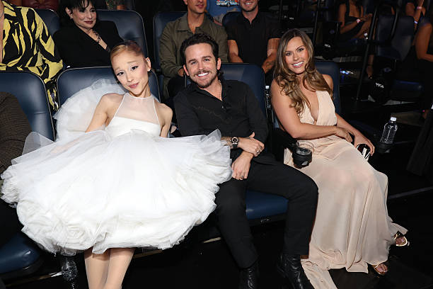 Ariana Grande, Christian Breslauer and Brittany Breslauer during the 2025 MTV Video Music Awards at UBS Arena on September 07, 2025 in Elmont, New York. — frame 183/246 (612×408)