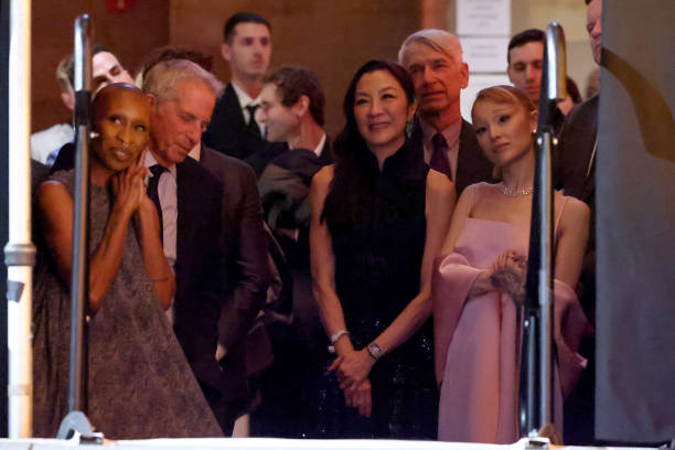 Cynthia Erivo, Marc Platt, Michelle Yeoh, Michelle Yeoh, Ariana Grande and David Nicksay attend The National Board of Review Annual Awards Gala at Cipriani 42nd Street on January 07, 2025 in New York City. (612×408)