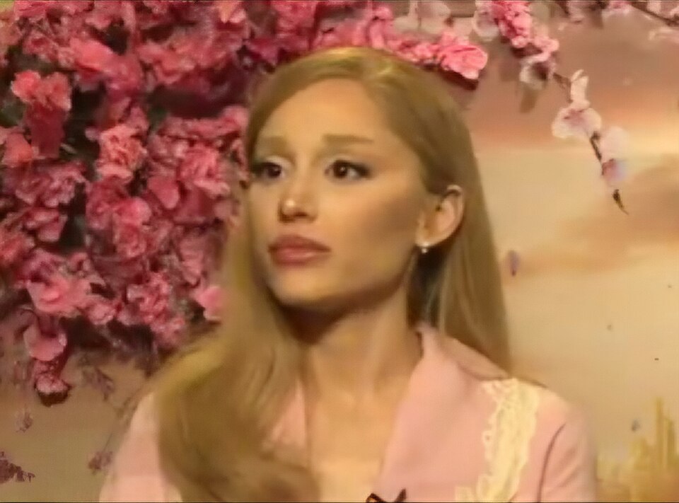 Ariana Grande during an interview to promote Wicked (2024) — frame 21/31 (1204×892)