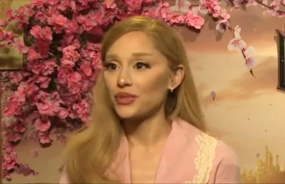 Ariana Grande during an interview to promote Wicked (2024) — frame 29/31 (1385×896)