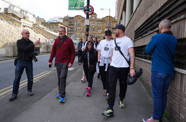 Figen Murray, the mother of Manchester Arena bombing victim Martyn Hett, as she begins a 200-mile walk to Downing Street to demand the introduction of Martyn's Law for stronger protections against terrorism in public places. Martyn's Law, named in tribute to the 29-year-old who was one of 22 people killed at the end of an Ariana Grande concert in May 2017, would require venues and local authorities in the UK to have preventative plans against terror attacks. Picture date: Tuesday May 7, 2024. (612×402)