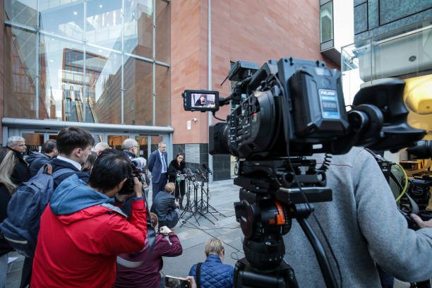 Figen Murray, the mother of Martyn Hett, with with her husband Dr Stuart Murray, peaks to the media outside Manchester Magistrates Court following the publication of the Manchester Arena Inquiry volume two report on emergency services response, which examines whether any inadequacies in the services' response contributed to individual deaths. Twenty-two people were killed and hundreds were injured in a suicide attack at the end of an Ariana Grande concert on May 22 2017. (612×408)