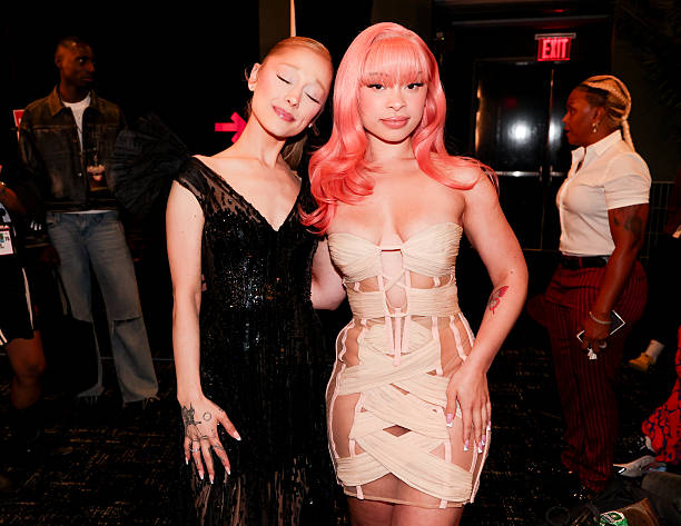 Ariana Grande, Ice Spice at the MTV Video Music Awards 2025 held at UBS Arena on September 07, 2025 in New York, New York. — frame 57/100 (612×473)