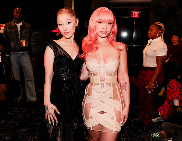 Ariana Grande, Ice Spice at the MTV Video Music Awards 2025 held at UBS Arena on September 07, 2025 in New York, New York. — frame 60/100 (612×473)