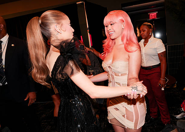 Ariana Grande, Ice Spice at the MTV Video Music Awards 2025 held at UBS Arena on September 07, 2025 in New York, New York. — frame 62/100 (612×437)